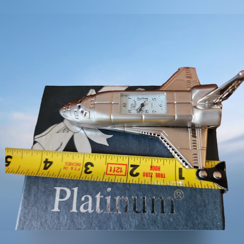 Rare Platinum Silver Space Shuttle Clock NIB - Picture 6 of 11